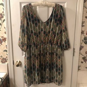 Charlotte Russe Multicolored Aztec-design V-neck Dress size XL